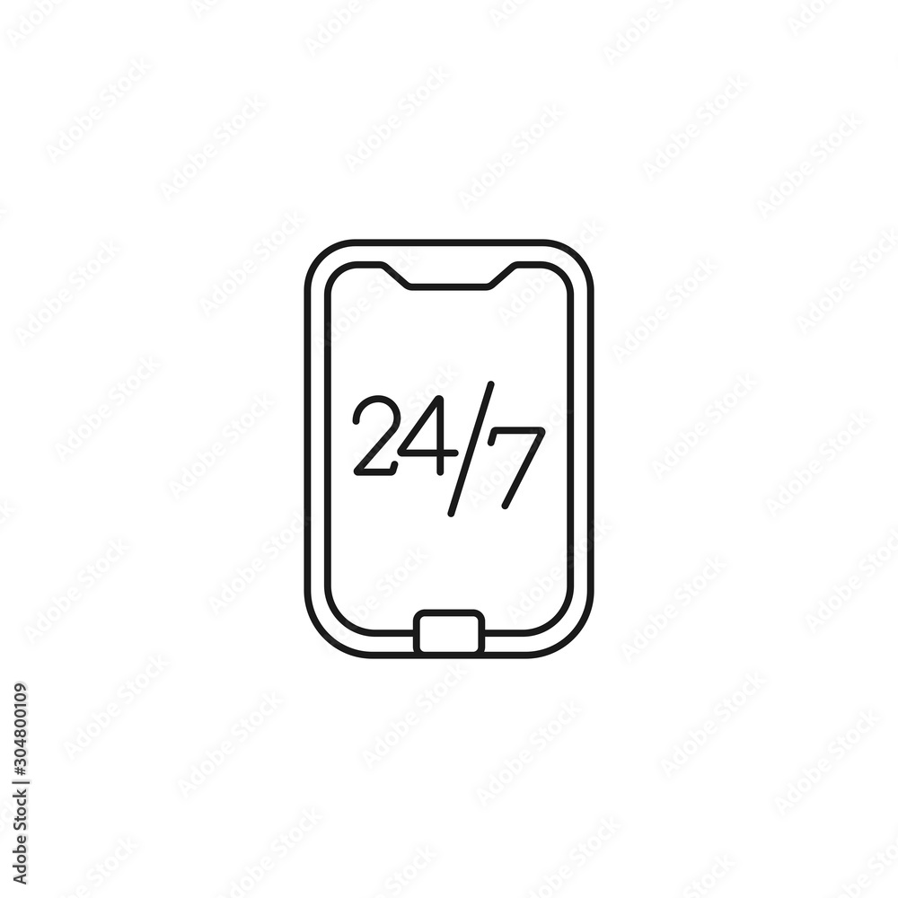 24/7 hour, round the clock - minimal line web icon. simple vector illustration. concept for infographic, website or app. 24/7 hour, round the clock - minimal line web icon. simple vector illustration. concept for infographic, website or app.
