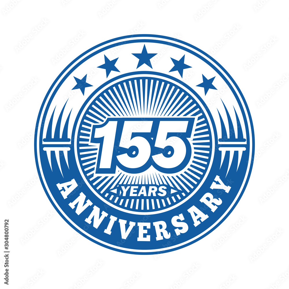 155 years logo. One hundred and fifty-five years anniversary celebration logo design. Vector and illustration.