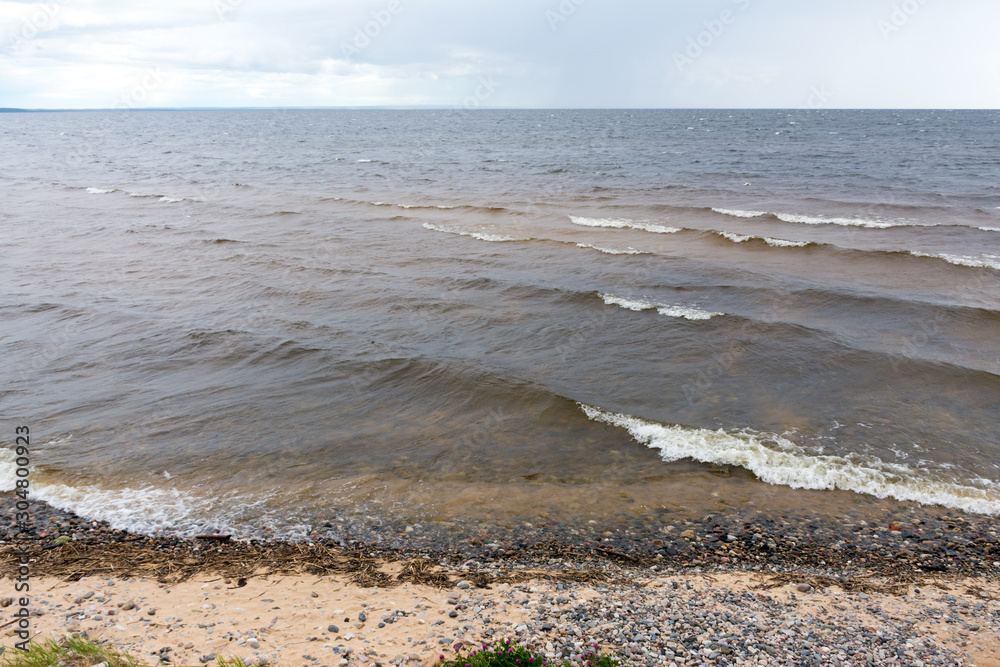 shore of lake Onega in cloudy weather shore of lake Onega in cloudy weather