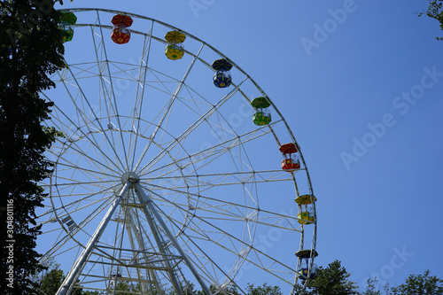 ferris wheel, sky, blue, high, metal, wheel, park