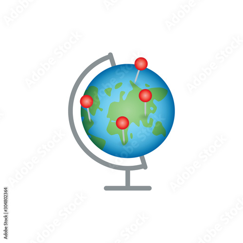 vector globe with red markers
