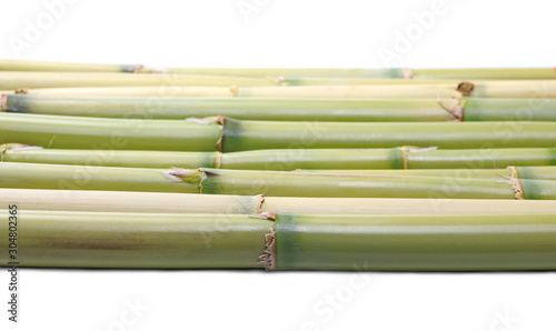 Bamboo sticks isolated on white background  side view