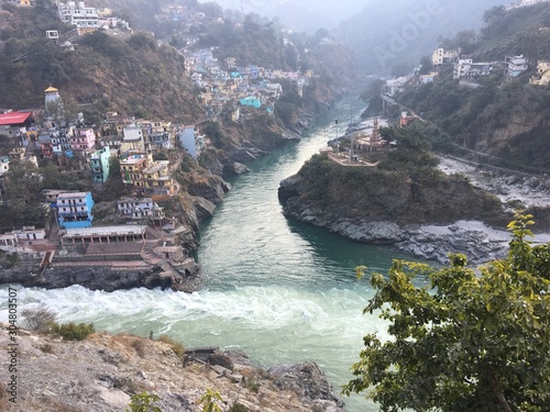 The begrudging on River Ganges with the merger of two rivers at rudraprayag photo