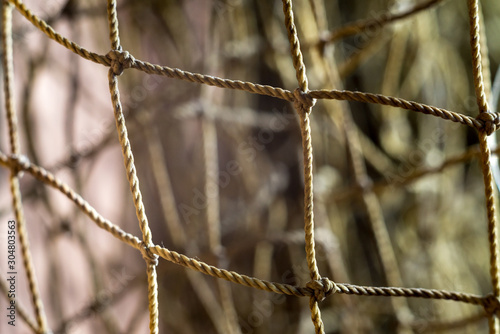 barbed wire on a background of green grass