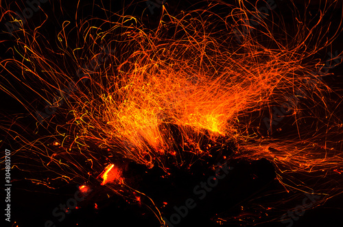  Long exposure photo of fire sparkles