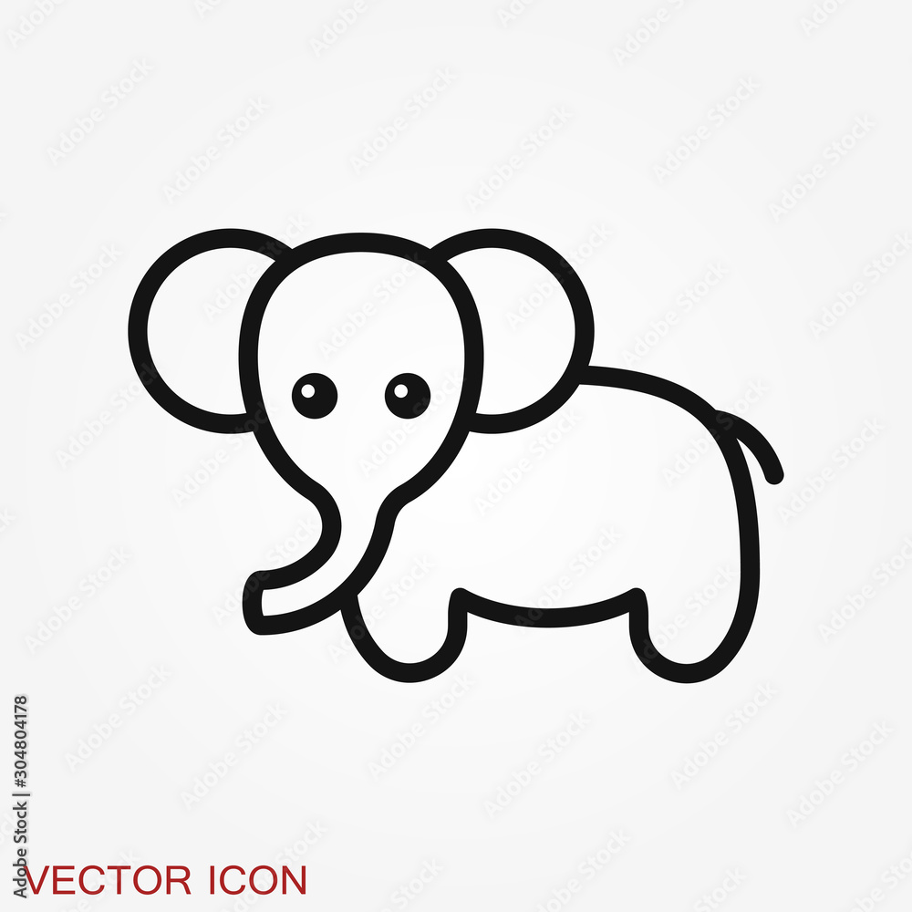 Fototapeta premium Elephant icon, vector logo line art illustration