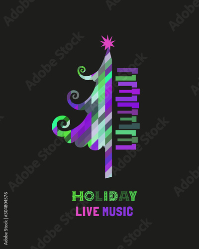 Template Design Poster with piano keyboard