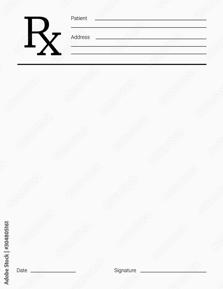 Doctor #39 s Rx pad template Blank medical prescription form Stock Vector