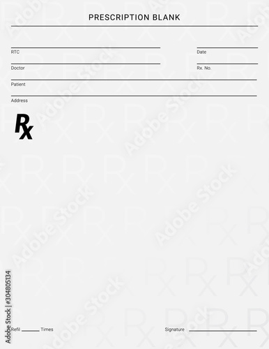 Doctor's Rx pad template. Blank medical prescription form