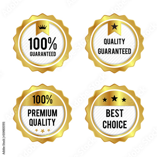 Set of premium quality golden labels isolated on white background - vector