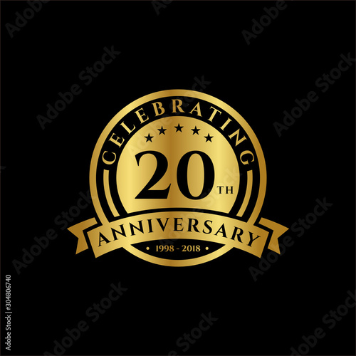 20 th Anniversary celebrations emblems vector , anniversary template design for web, game ,Creative poster, booklet, leaflet, flyer, magazine, invitation card and other us