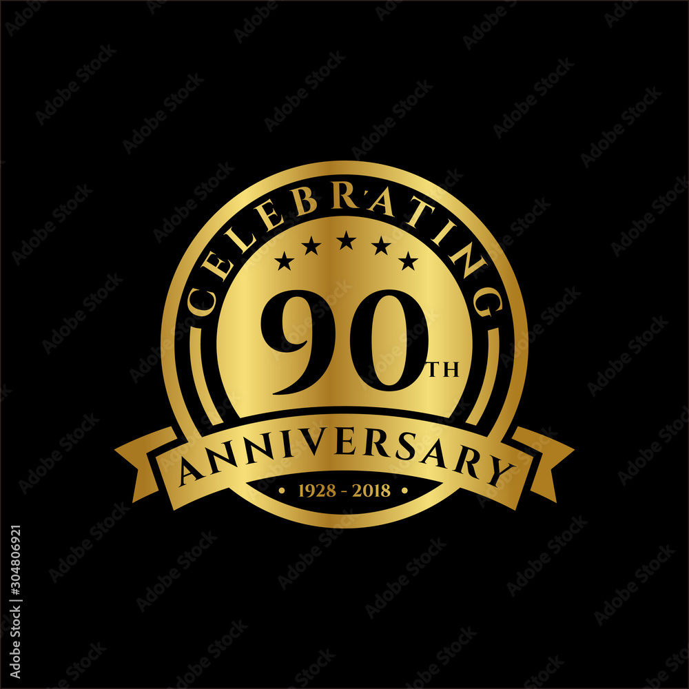 Fototapeta premium 90 th Anniversary celebrations emblems vector , anniversary template design for web, game ,Creative poster, booklet, leaflet, flyer, magazine, invitation card and other us