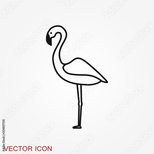 Flamingo icon, minimalistic vector illustration, symbol of bird