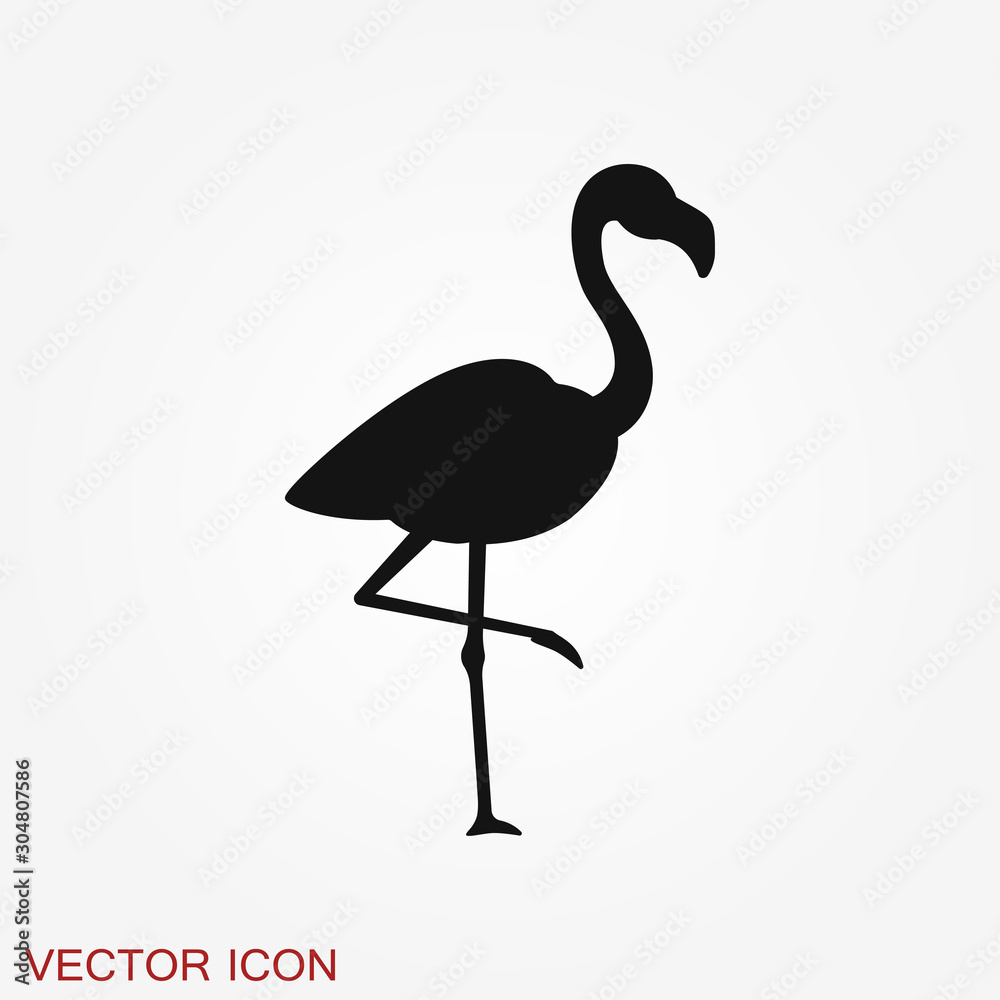 Fototapeta premium Flamingo icon, minimalistic vector illustration, symbol of bird