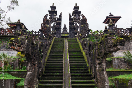 Balinese temple. The architecture of the island of Bali. Exterior and details.