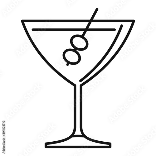 Olive cocktail icon. Outline olive cocktail vector icon for web design isolated on white background