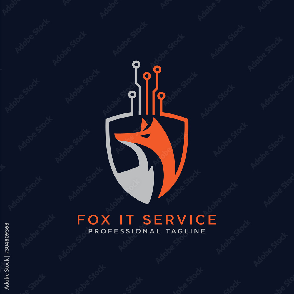 fox technology logo template vector de Stock | Adobe Stock