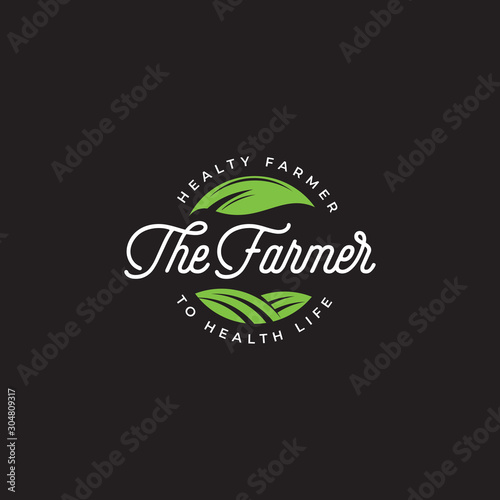 The farmer logo vector, farm badge logo template, Green farmer logo, health farm label
