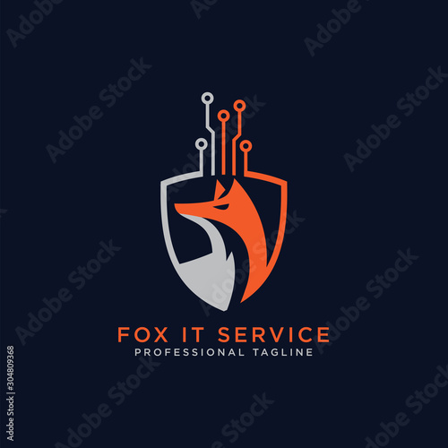 fox technology logo template