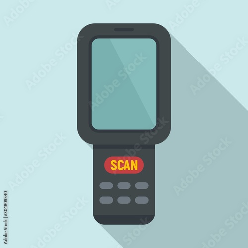 Barcode scanner monitor icon. Flat illustration of barcode scanner monitor vector icon for web design