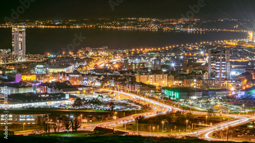 Swansea City at night