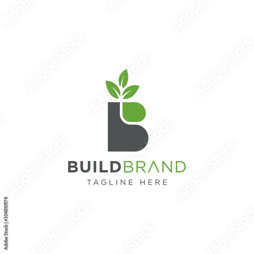 Build growth marketing logo, build brand logo vector, Letter BB with leaf logo