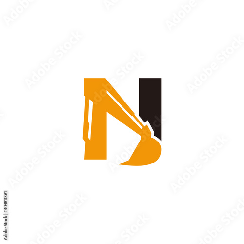 Excavation letter N logo vector