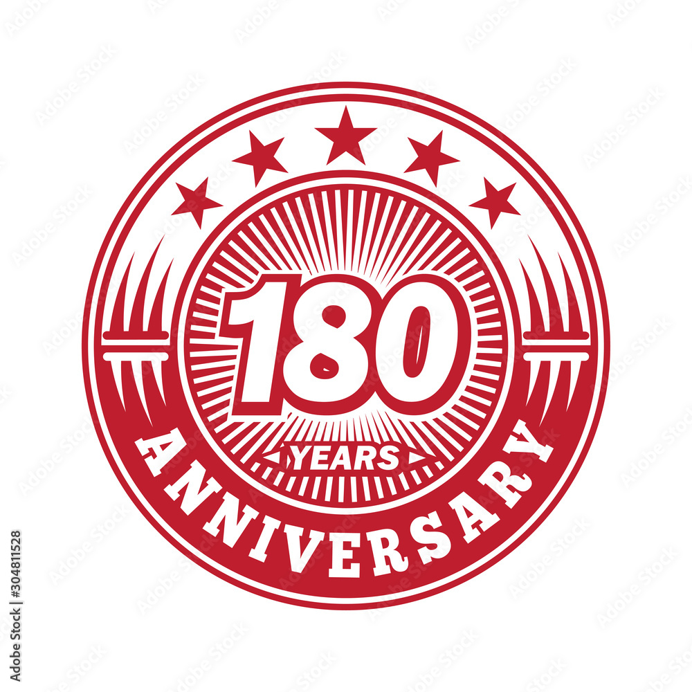180 years logo. One hundred and eighty years anniversary celebration logo design. Vector and illustration.