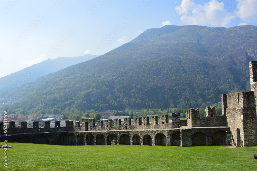 Bellinzona (Switzerland). April 2017. Castle of Castelgrand.