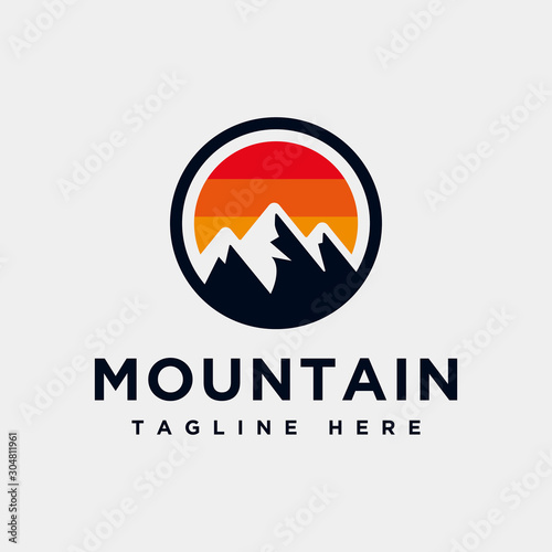Mountain logo design inspiration, Mountain illustration, outdoor adventure . Vector graphic print for t shirt and other uses. - Vector