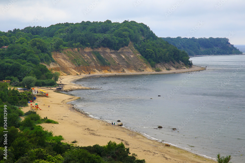 View of the cliffs and a beautiful cove on the Baltic Sea.