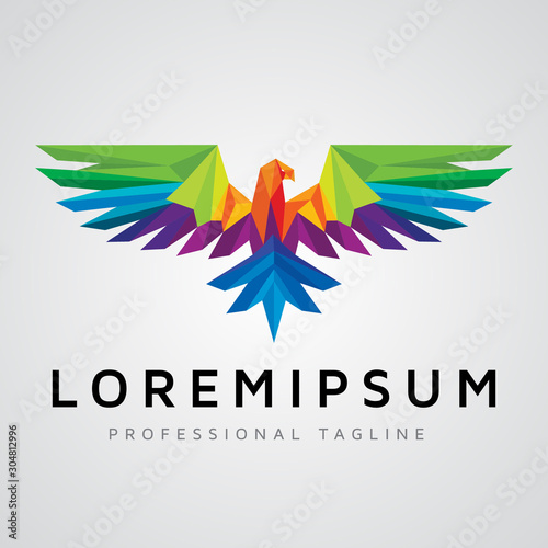 polygonal eagle logo design template vector