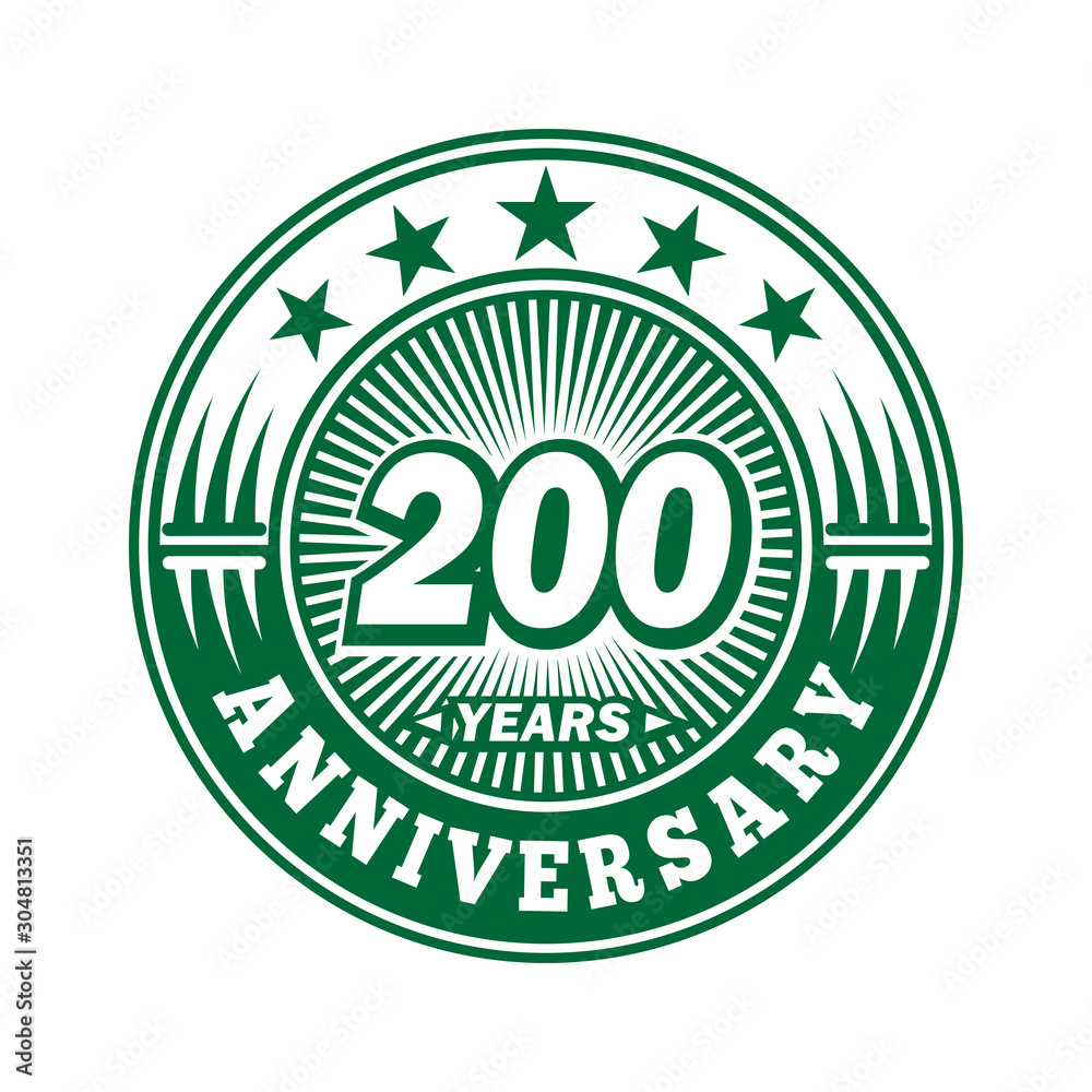200 years logo. Two hundred years anniversary celebration logo design. Vector and illustration. 200 years logo. Two hundred years anniversary celebration logo design. Vector and illustration.