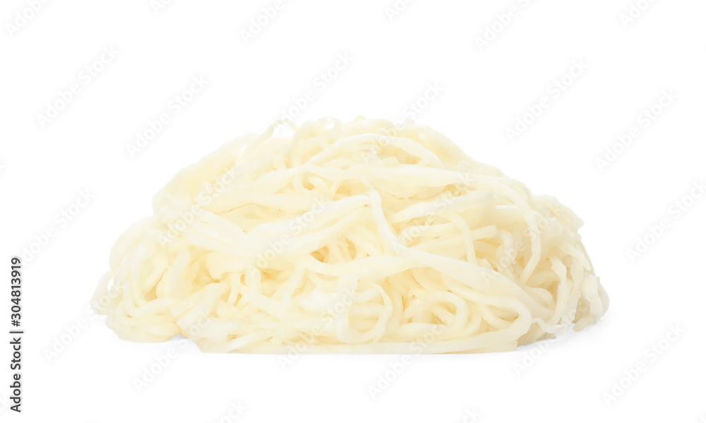 Tasty homemade fermented cabbage isolated on white