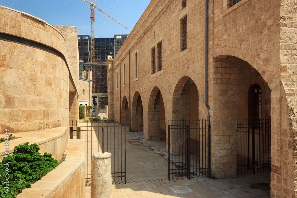 View of walls of the Saint George Greek Orthodox Cathedral in historical part of Beirut, Lebanon. It is the city oldest church (year consecrated 1764).