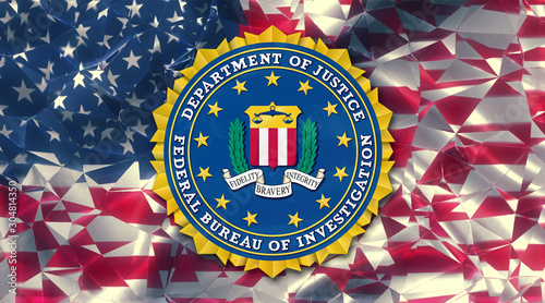 Seal of the United States Federal Bureau of Investigation (FBI) Illustration Flag Background United States of America (USA) photo