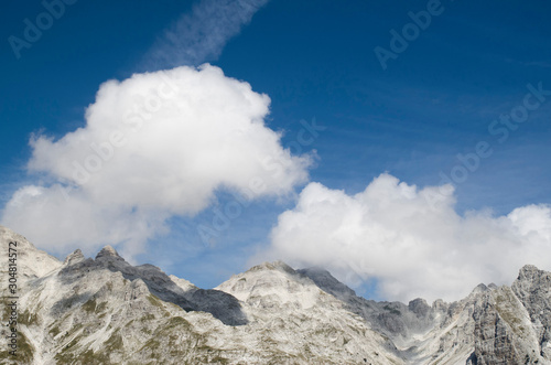 View of summit Jezerca in Albanian Alps from Valbona Pass idurin