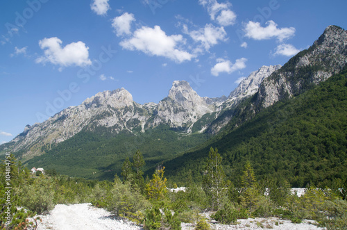 View of green valley Valbona in Valbona Valley National Park   Albania  Europe