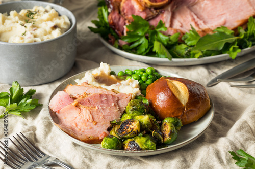 Canvas Print Homemade Glazed Holiday Ham Roast