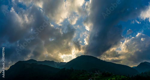 sunrise over the Himalayas, Tirthan Valley, Himachal Pradesh