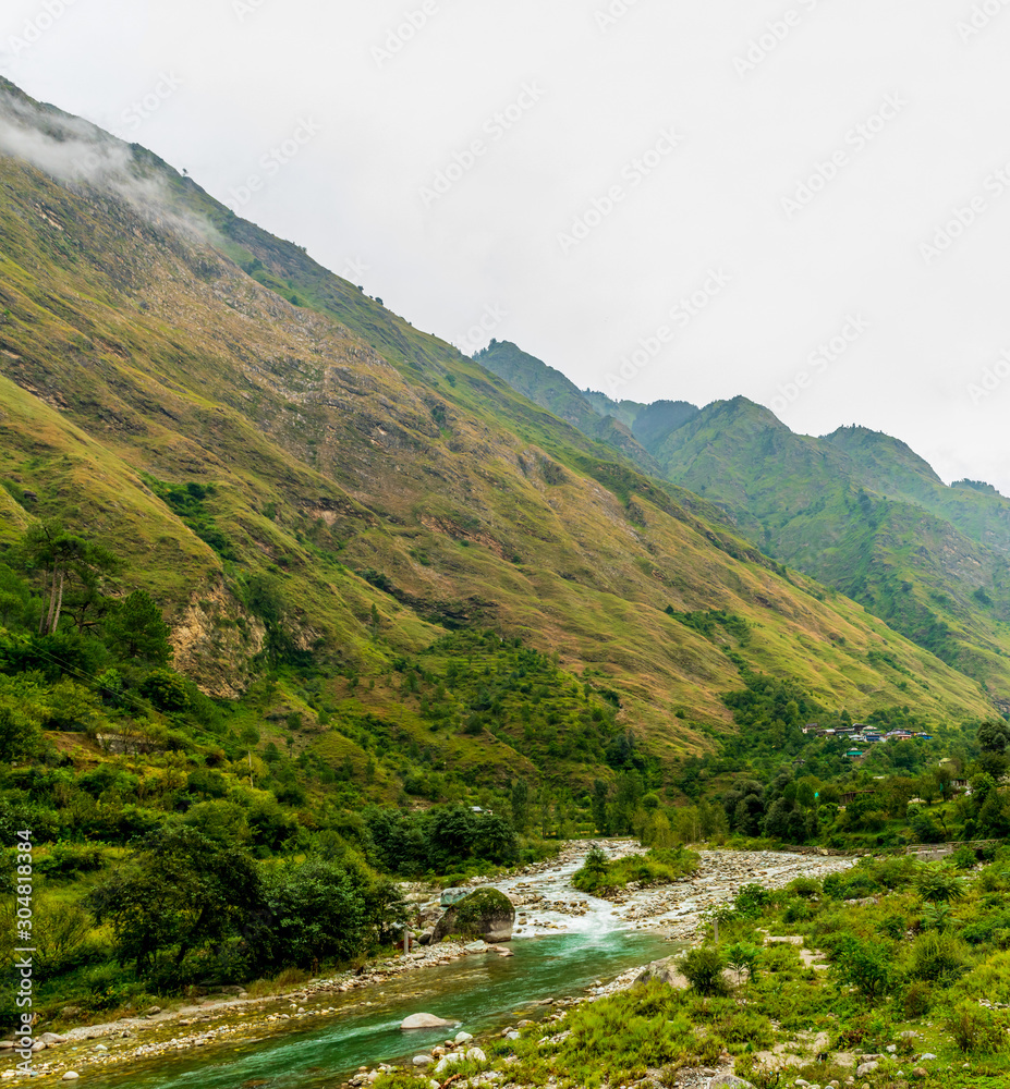 A mountain river, Gushaini, Tirthan Valley, Himachal Pradesh, India