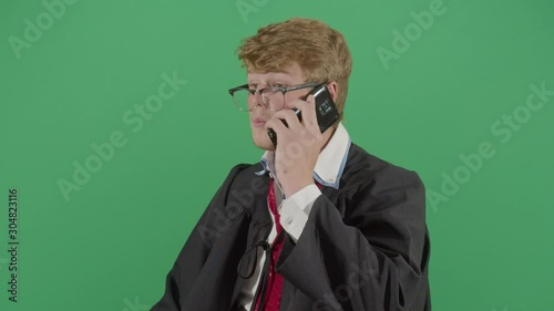 Adult Man Judge Taking On The Phone photo