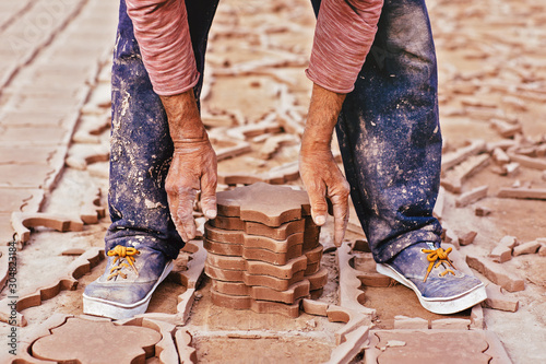 Man working at tile factory