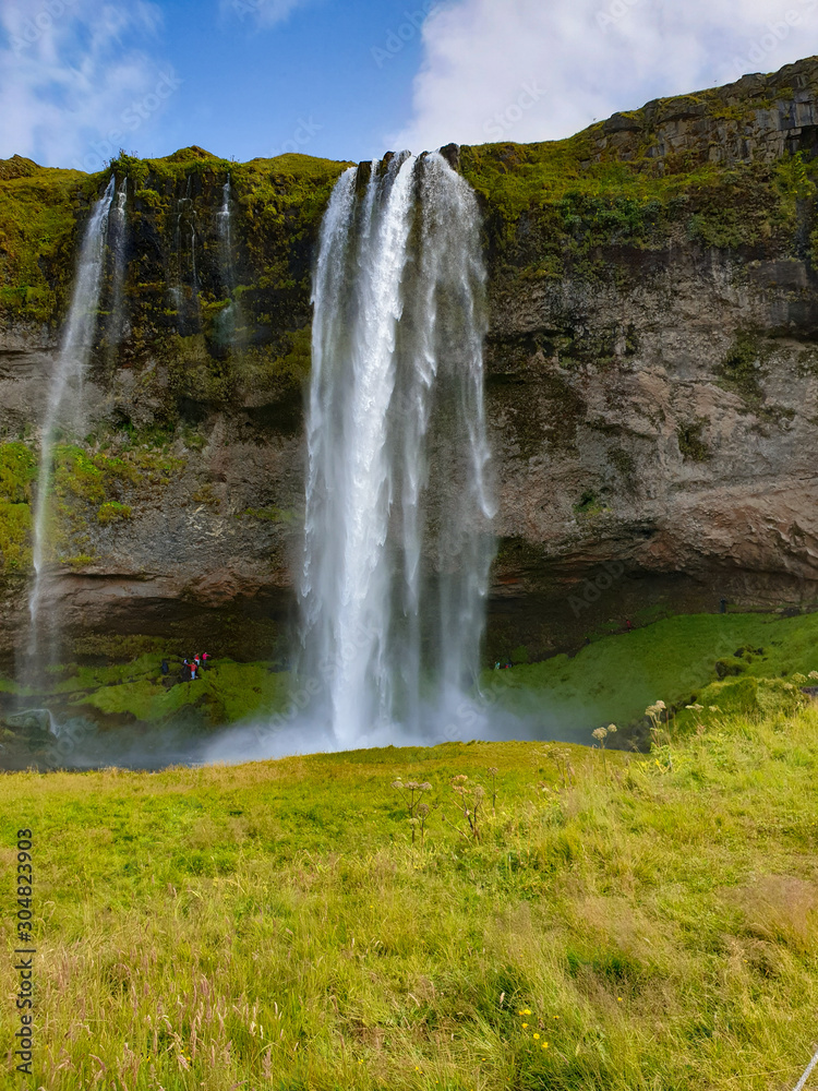 waterfall among rocks in Iceland 