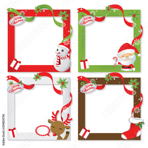 Set of Christmas frame,vector border christmas, picture frame design