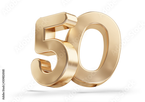 фотографія 50 golden 3d-illustration isolated on white