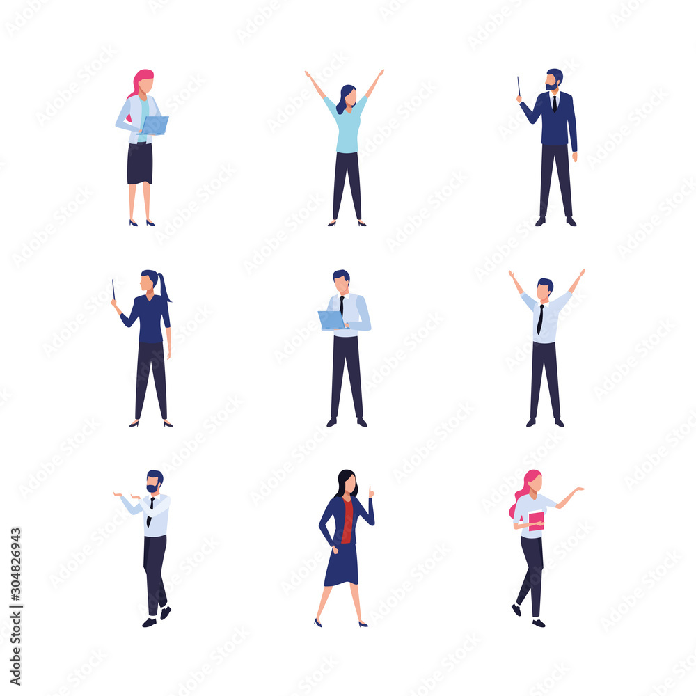avatar business men and women icon set