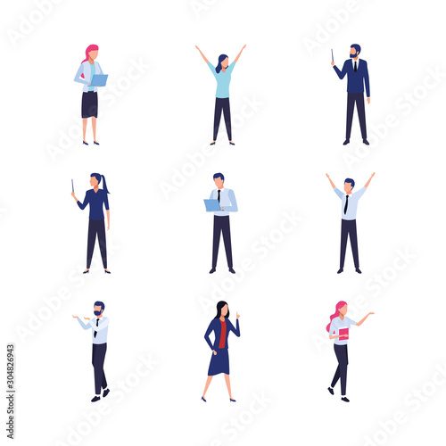 avatar business men and women icon set