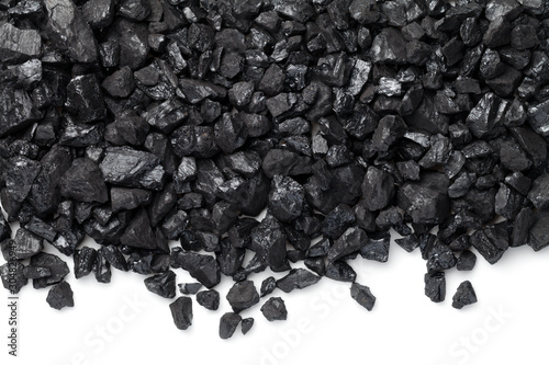Vászonkép Black Coal Isolated On White Background