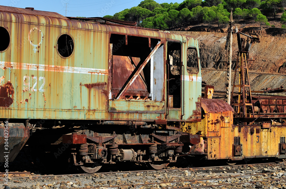 Obraz premium Locomotora oxidada abandonada